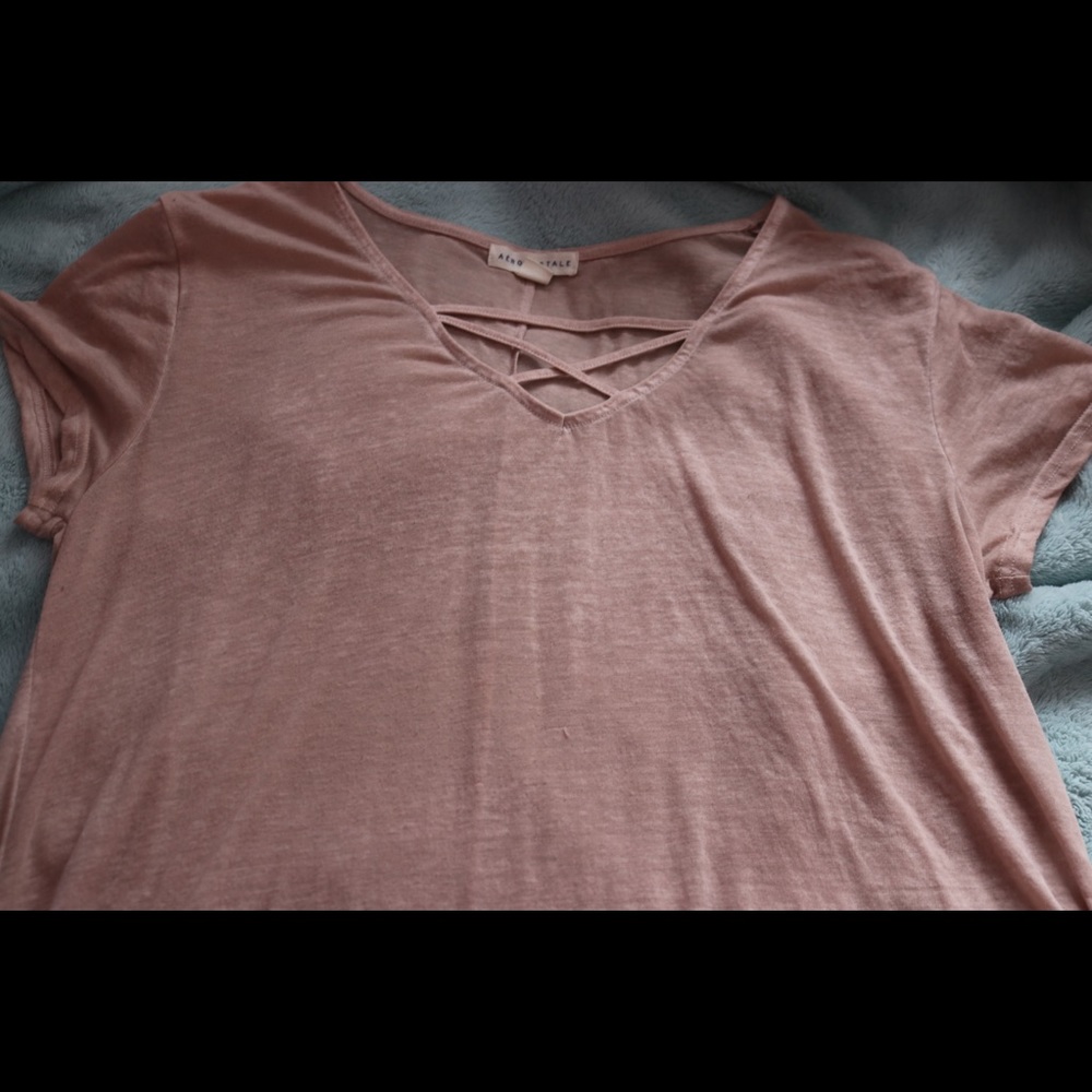Light Pink Lace Up T-Shirt